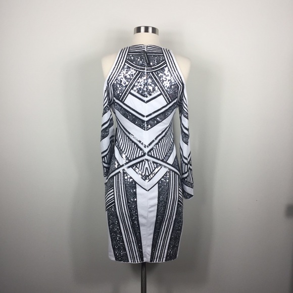 Express Cut Out Shoulder Sequin Dress - Picture 2 of 8